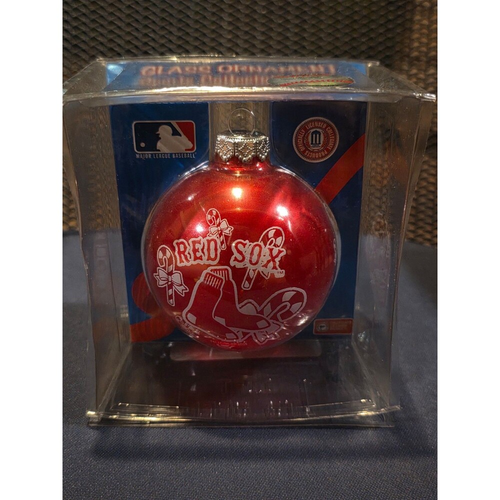 MLB Red Sox Glass Christmas Tree Ornament New